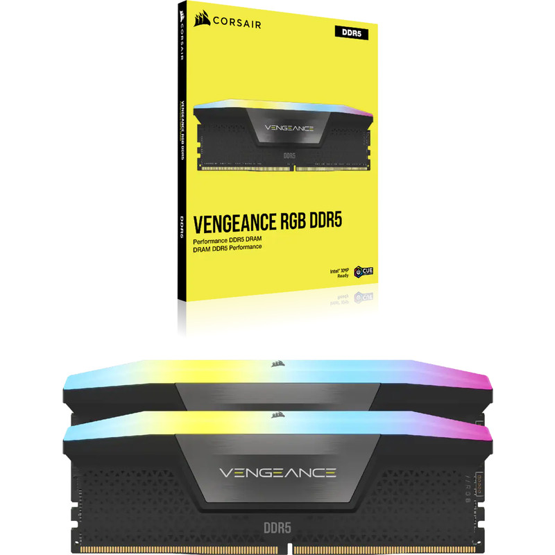 رم دسکتاپ کورسیر DDR5 دو کاناله 32 گیگابایت 6000 مگاهرتز مدل VENGEANCE RGB با تایمینگ CL36 و هیتسینک خنککننده