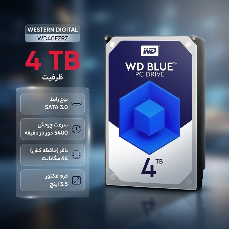 هارددیسک اینترنال وسترن دیجیتال مدل Blue WD40EZRZ ظرفیت 4 ترابایت