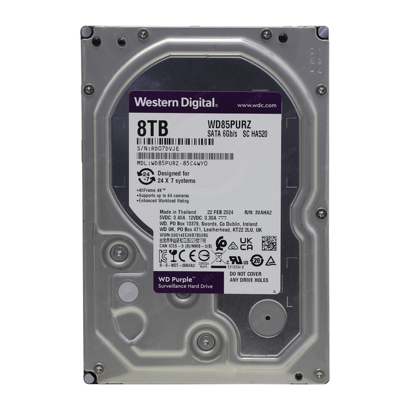 هارد دیسک اینترنال وسترن دیجیتال مدل Purple WD85PURZ ظرفیت 8 ترابایت