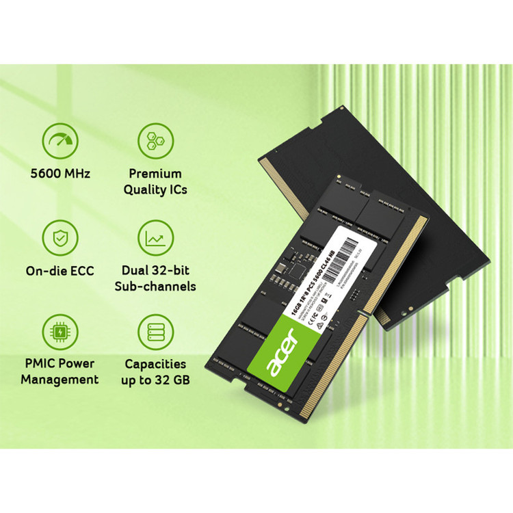 رم لپتاپ DDR5 تک کاناله 4800 مگاهرتز CL40 ایسر مدل SD200 ظرفیت 16 گیگابایت